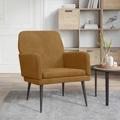 Produktbild von Brauner Samtsessel 62x79x79 cm mit ergonomischer Rückenlehne, Drehfunktion und Liegeoption für Wohnzimmer und Büro