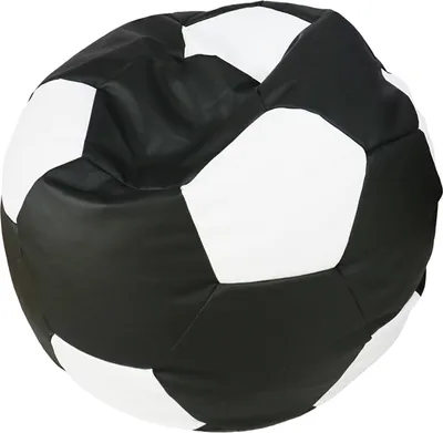 A black and white soccer ball-shaped beanbag chair.
