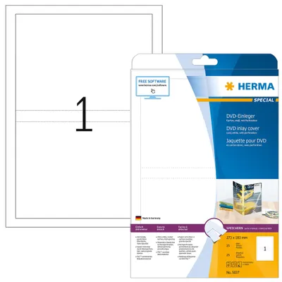 Produktbild von HERMA DVD Einleger für DVD Hüllen 183,0 x 273,0 mm weiß 25 Etiketten