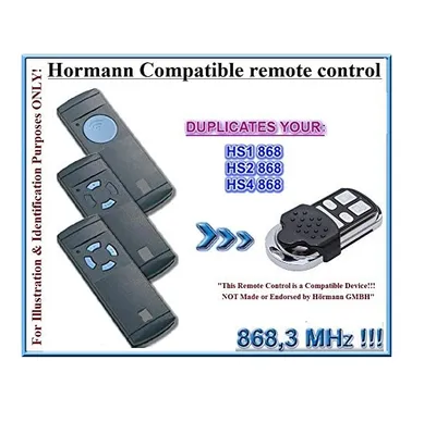 Produktbild von Hormann HS1 868/Hormann HS2 868/Hormann HS4 868 Kompatibel Fernbedienung/Clone, 4-canali 868,3 MHz Fixed Code Ersatz Fernbedienung. (nicht kompatibel mit BS BiSecur Sender)