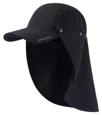 Produktbild von Angelhut Faltbar mit Nackenklappe UPF 50+ Sonnenschutz für Damen Herren Einheitsgröße Schwarz