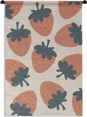 Produktbild von MuchoWow® Wandteppich Wandbehang Obst - Pastell - Erdbeere - Muster 90x135 cm Tapisserie Dekoration Wandtuch - Baumwolle - Wandskulptur