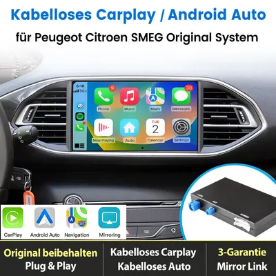 Immagine prodotto di Box CarPlay/Android Auto senza fili per Peugeot Citroen DS MRN SMEG (2013-2016) - Funzione telecamera posteriore WLAN MirrorLink