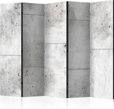 Produktbild von 5-teiliger Einseitiger Vlies Paravent - Concretum murum II 225x172 cm Muster f-C-0011-z-c
