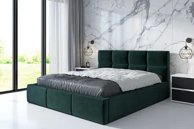 Produktbild von Polsterbett RADI 160x200 mit Matratze und Bettkasten. Farbe: Grün.