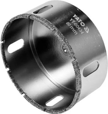 Obrázok produktu pre Yato YT-60434, Vŕtačka, diamantová vrtná korunka, 8 cm, Keramický, Kameň, Uhlíková oceľ, Valcový koniec