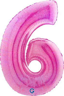 Produktbild von Riesenzahl Folienballon 40"/102cm | Holo Pink Zahl: 6
