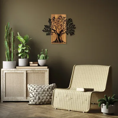 Zdjęcie produktu dla Wallity, Monumental Tree 2, dekoracja ścienna, orzech, metal, 58 x 65 cm