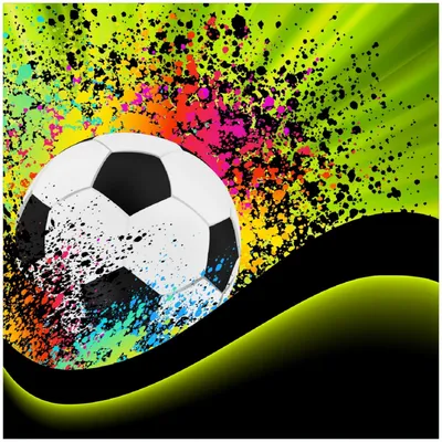 Produktbild von Wallario Premium Glasbild, freischwebende Optik, kräftige Farben, Größe 30 x 30 cm Motiv Fußball - Design Wellen und Regenbogen in grün