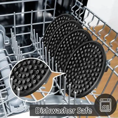 Produktbild von Famanu Silikonuntersetzer rutschfest - Set von 6, schwarz