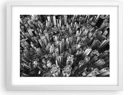 Produktbild von Gerahmtes Poster - Weißer Rahmen - Wolkenkratzer mit Berge - 40x30 cm - Wand Bild - Wanddeko - Wandbilder - Kunstposter - Wandposter - Bilderrahmen - Bilder - Kunstdruck - P2WAA40x30-4453