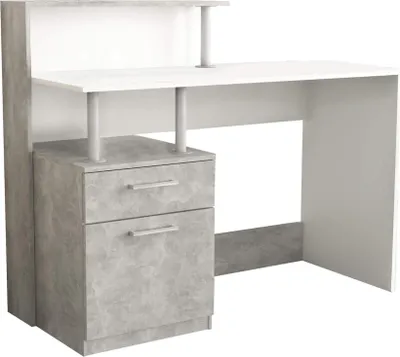Immagine prodotto di Milani Home - scrivania moderna 120 x 55 x 75 cm con cassetto, color cemento e bianco, per studio e ufficio