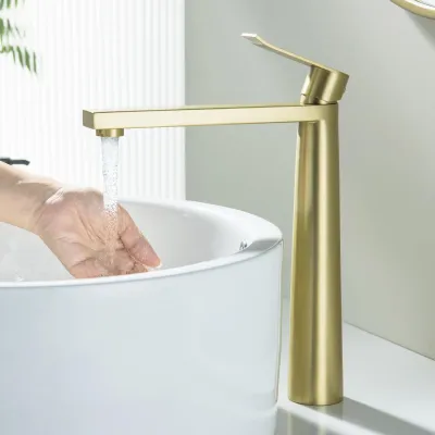 Produktbild von Hochdruck-Waschtischarmatur - Gebürstetes Gold - Edelstahl - Keramische Kartusche