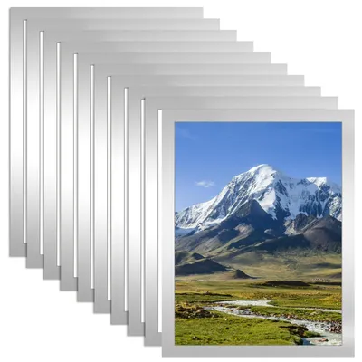 Productafbeelding van 10 stuks magnetische fotolijsten A4 zelfklevend, informatielijst zilver