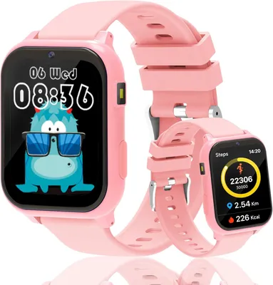 Produktbild von Smartwatch Kinder mit Schrittzähler Uhr, 1,83" HD Kinder Smartwatch mit Schlafmonitor, 18 Spiele, Wecker, Taschenlampe, IP68 Wasserdicht, Fitness Tracker Geschenk für Mädchen und Jungen
