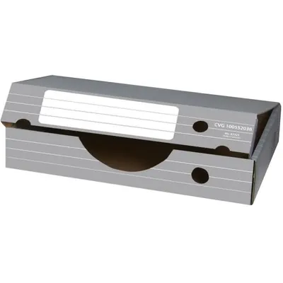 Image de ELBA tric Boîte à archives pour A3, gris-blanc en carton ondulé solide, dimensions : (L)450 x (P)340 x (H)88 mm (83325)