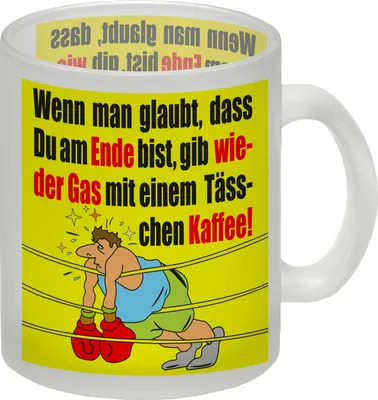 Produktbild von Motivation Glas Tasse mit Boxer Motiv in gelb