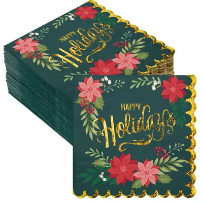 Papierservietten 50 Stück, Weihnachtsstern, 12,7 x 12,7 cm