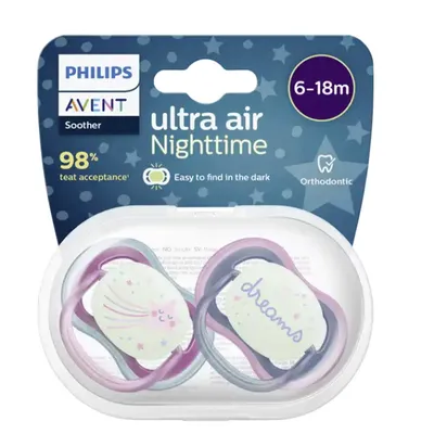 Produktbild von Avent Silikon Schnuller Ultra Air Nighttime 6-18 Monate