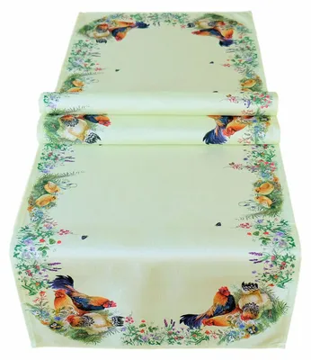 Produktbild von Tischdecke Tischläufer Druck Hahn Henne Ostern Frühling 40 x 140 cm