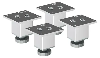 Produktbild von 4er Set sossai Höhenverstellbare Aluminium Möbelfüße 80mm in eloxiertem Design Schrankfüße Sockelfüße