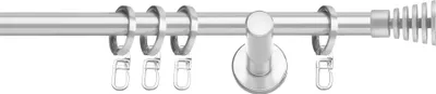 Produktbild von SN Deco Gardinenstange Gap, 19 mm, 1-läufig, Stahl, Komplett-Set mit Ringen, Auflageträger, 120 cm, chrom-matt
