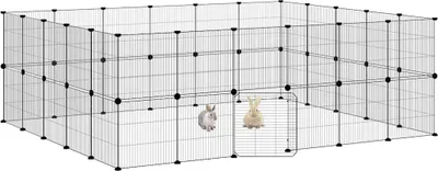 Immagine prodotto di vidaXL 44 pezzi gabbia per animali domestici con porta nera 35x35 cm in acciaio