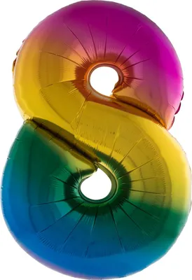 Produktbild von XXL Zahlen Folienballon 100 cm - Regenbogen 8
