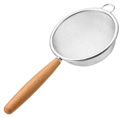 Edelstahl-Sieb mit Holzgriff, feinmaschig, 10 cm