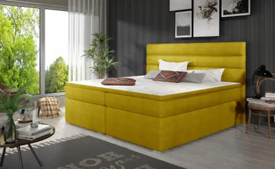 Produktbild von Boxspringbett Schlafzimmerbett FESTO 140x200cm Stoff Omega Gelb