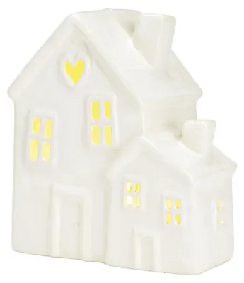 Productafbeelding van Theelichthuis van aardewerk, wit (B/H/D) 14x15x8cm