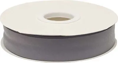 Produktbild von 20m Schrägband PolyBaumwolle unifarben 20mm breit gefalzt Einfassband Farbwahl, Farbe:grau