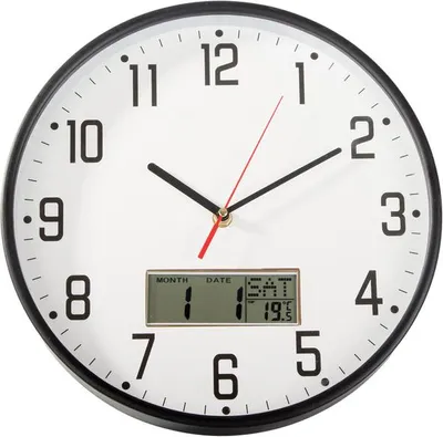 Obrázok produktu pre Verk 27456 Analógové nástenné hodiny s kalendárom, 30 cm, čierne