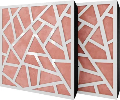 Produktbild von 2er-Pack – Akustikpaneel mit Samtstoff und Befestigungsset | 50x50x5cm | Schallabsorption-Diffusion-Schalldämmung | [SKYROSS -Weißer Kunststoff|Rosa]