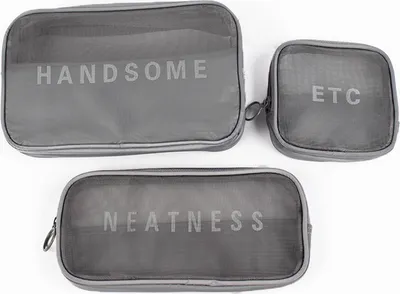 Produktbild von Reise Make-Up Kulturbeutel Beautycase Kosmetik Beutel Tasche Schminktasche Set 3 teilig Grau