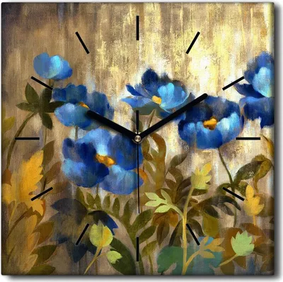 Produktbild von Coloray Uhr auf Leinwand 30x30 cm Wand Uhr Dekoration Wohnzimmer Segeltuch schwarze Hände -Abstraktionsblumen