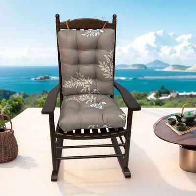 Image de Set de coussins de chaise à bascule imperméables, coussin de chaise Coussin d'assise et coussin de dossier pour chaise à bascule Meubles de jardin Intérieur Extérieur Patio Coussin de chaise,Marron clair