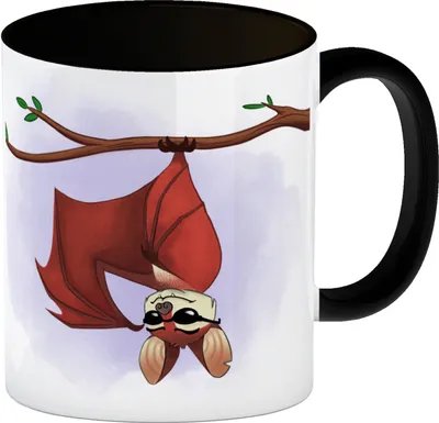 Produktbild von Ich liebe es abzuhängen Kaffeebecher Schwarz mit Fledermaus, Schrift Motiv