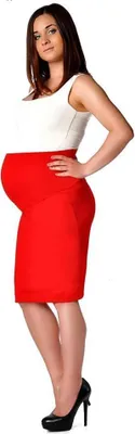 Produktbild von MAMA Umstandsrock Bleistiftrock; Rot S/M 36/38