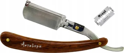 Zdjęcie produktu dla Profesjonalna brzytwa fryzjerska RAZOR barber do golenia cieniowania na żyletki brązowa