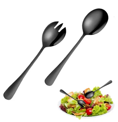 Salatbesteck-Set, 2-teilig, schwarz, Edelstahl, spülmaschinengeeignet