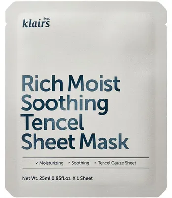 Zdjęcie produktu dla Klairs Rich Moist Soothing Lyocell Sheet Mask, 25 ml - Kojąca maska w płachcie