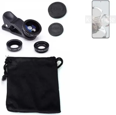 Produktbild von K-S-Trade Smartphone Kamera Linsen Set Kompatibel mit Xiaomi 12T 3in1 Clip-On Kamera Adapter Macro Weitwinkel FishEye Fischauge Objektiv Linse