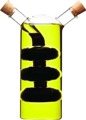 Immagine prodotto di KitchenCraft World of Flavours Dispenser di olio e aceto in vetro, bottiglia 2 in 1 per olio e aceto, bottiglia in caraffa con tappo in sughero, design a cascata, 100 + 300 ml