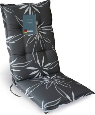 Produktbild von LILENO HOME Gartenstuhl Auflagen als [1er Set - Hochlehner] in Blume Anthrazit-Weiß - bequeme Liegen als Sitzauflagen für Gartenmöbel - Stuhlkissen für Gartenstühle und Klappstühle