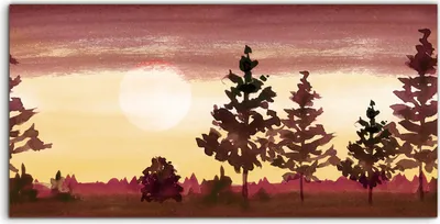 Produktbild von Coloray Canvas 100x50  Wandbild Leinwand Bilder Muster mit Wald Aquarell Landschaft