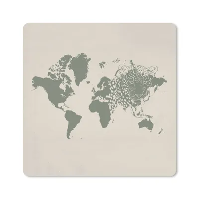 Produktbild von MuchoWow® Mauspad Mousepad Weltkarte - Grau - Panther 20x20 cm - Mousepads - Maus Mat - Pad - Mausunterlage - Desk Mat - Bureauartikeln