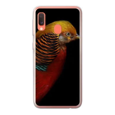 Produktbild von MuchoWow® Handyhülle Schutzhülle Hülle für Samsung Galaxy A20e Vogel - Federn - Schwarz - Porträt Silikon Softcase Handy Hülle