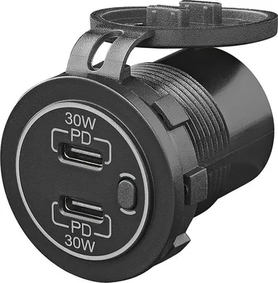 Immagine prodotto di Caricabatterie rapido USB, tipo C integrato, 12/24 V, 3 A