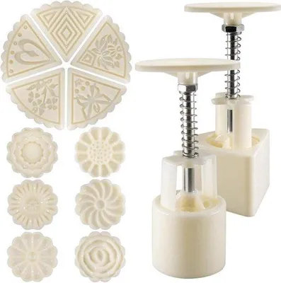 Obrázek produktu pro Mooncake Mould Press 50 g 11 razítek Květiny Trojúhelníková forma Zdobící nástroj Pečení DIY Cookie - Bílá - Pečivo.